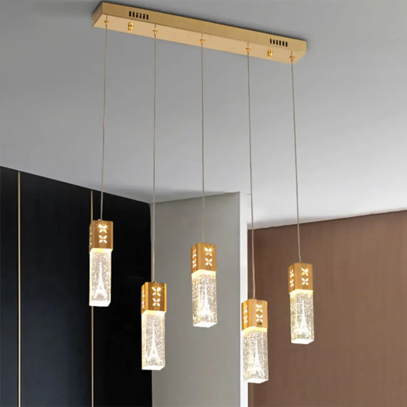 Modern Clear Crystal Dimming Pendant Light for Kitchen Image - 14