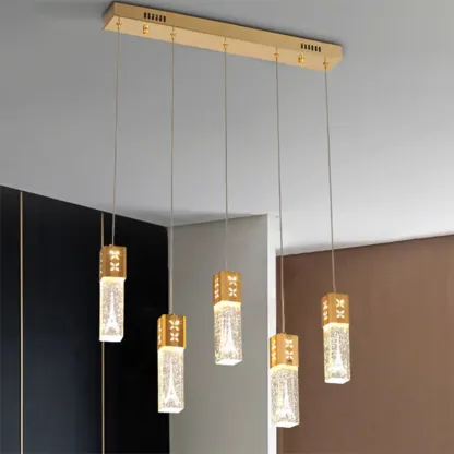Modern Clear Crystal Dimming Pendant Light for Kitchen Image - 14