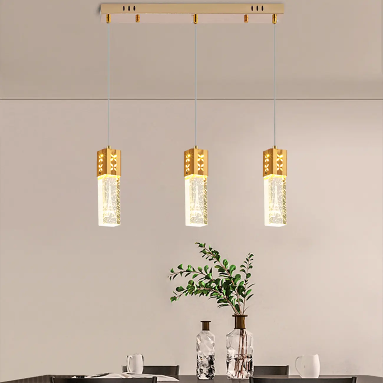 Modern Clear Crystal Dimming Pendant Light for Kitchen Image - 3 | homeyfad