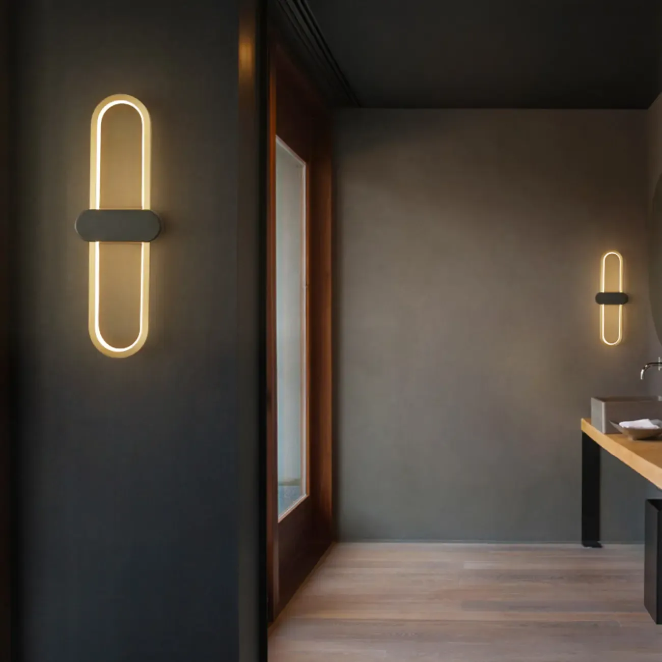 Modern Oval Wall Vanity Light with Silica Gel Shade Image - 13