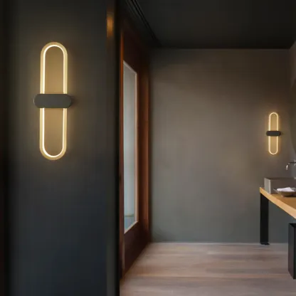Modern Oval Wall Vanity Light with Silica Gel Shade Image - 13