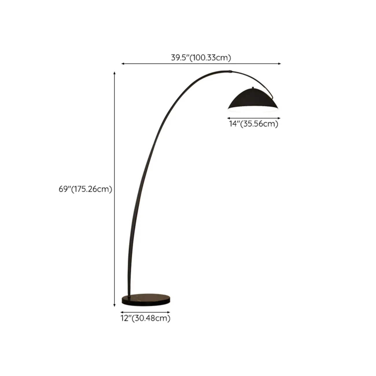 Adjustable Black Arc LED Floor Lamp for Living Room Decor  #size
