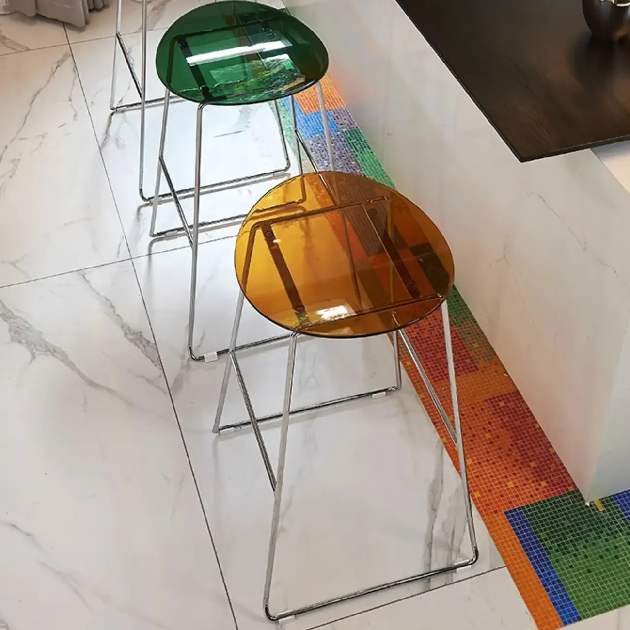 Modern Minimalist Backless Sled Sleek Acrylic Bar Stool Image - 5