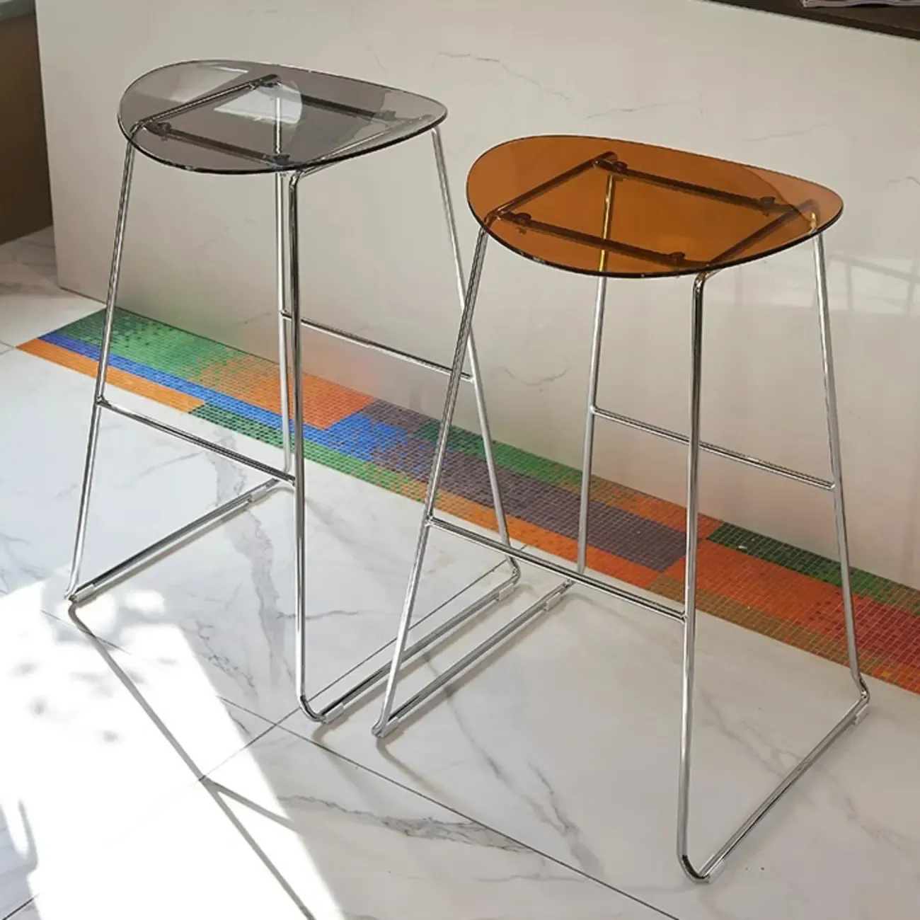 Modern Minimalist Backless Sled Sleek Acrylic Bar Stool Image - 4