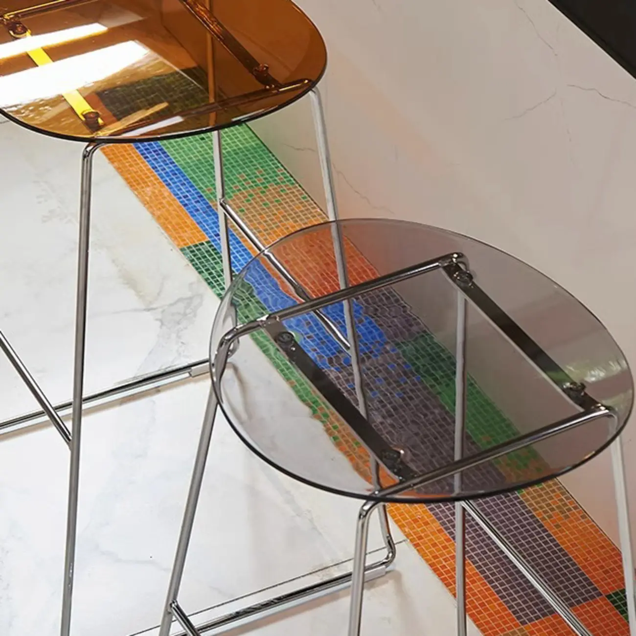 Modern Minimalist Backless Sled Sleek Acrylic Bar Stool Image - 6 | homeyfad