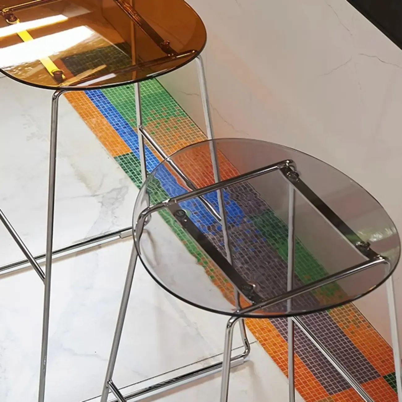 Modern Minimalist Backless Sled Sleek Acrylic Bar Stool Image - 6