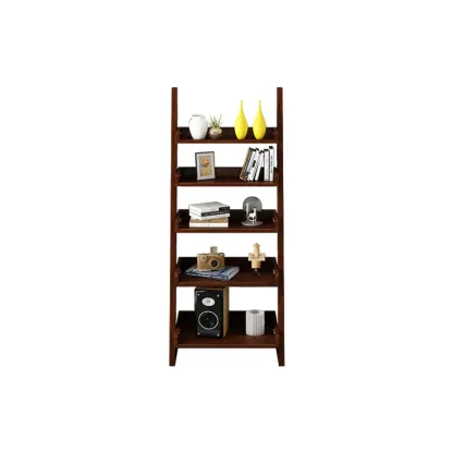 Narrow Modern Solid Wood 5-Tier Open Ladder Bookcase Image - 19