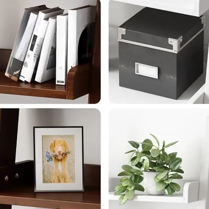 Narrow Modern Solid Wood 5-Tier Open Ladder Bookcase Image - 6