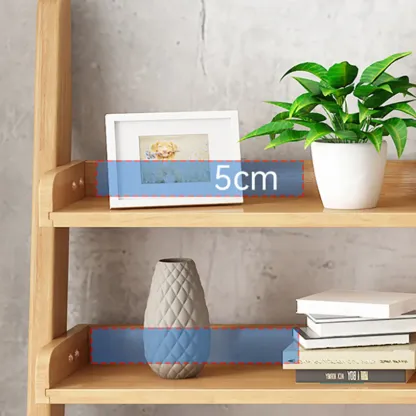 Narrow Modern Solid Wood 5-Tier Open Ladder Bookcase Image - 8