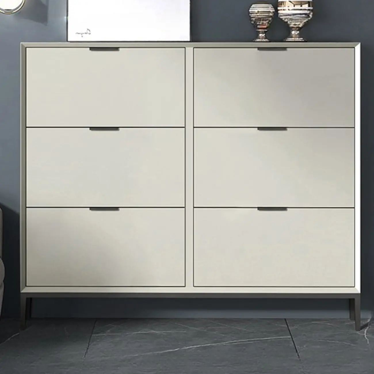 Wood Drop-Front Shoe Storage Cabinet for Small Space Image - 3 | homeyfad