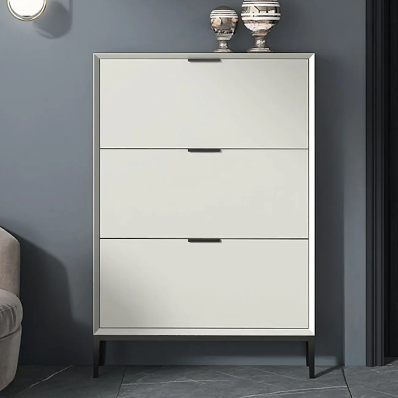 Wood Drop-Front Shoe Storage Cabinet for Small Space Image - 5 | homeyfad