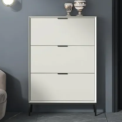 Wood Drop-Front Shoe Storage Cabinet for Small Space Image - 5