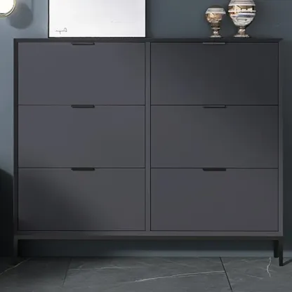 Wood Drop-Front Shoe Storage Cabinet for Small Space Image - 7