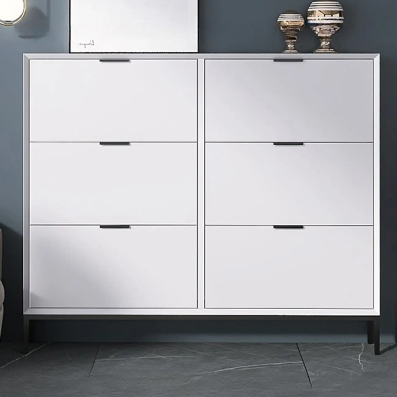 Wood Drop-Front Shoe Storage Cabinet for Small Space Image - 9 | homeyfad