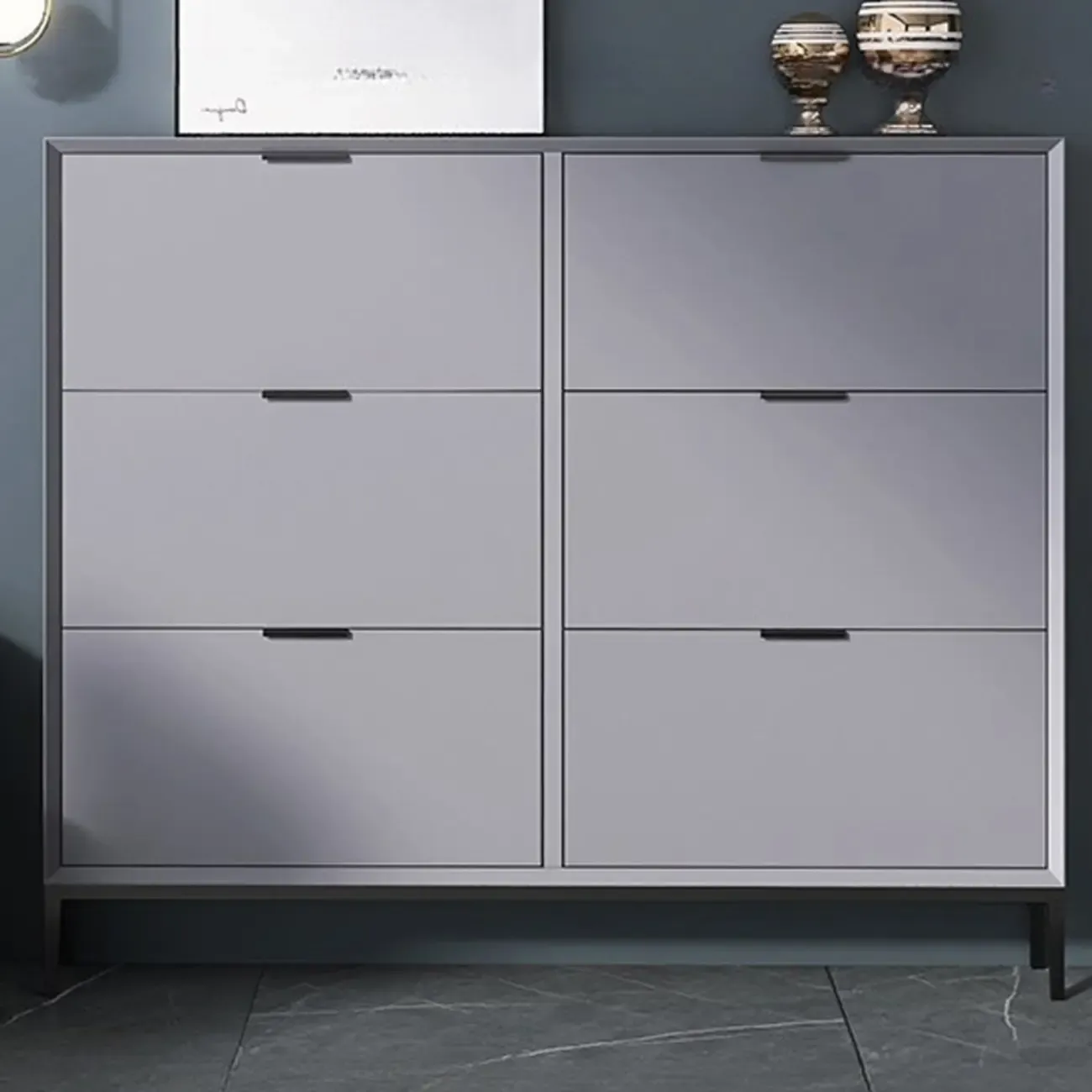 Wood Drop-Front Shoe Storage Cabinet for Small Space Image - 12