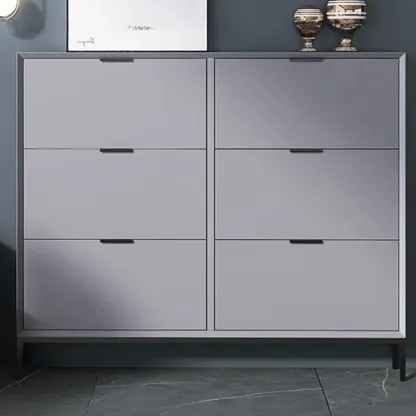 Wood Drop-Front Shoe Storage Cabinet for Small Space Image - 12