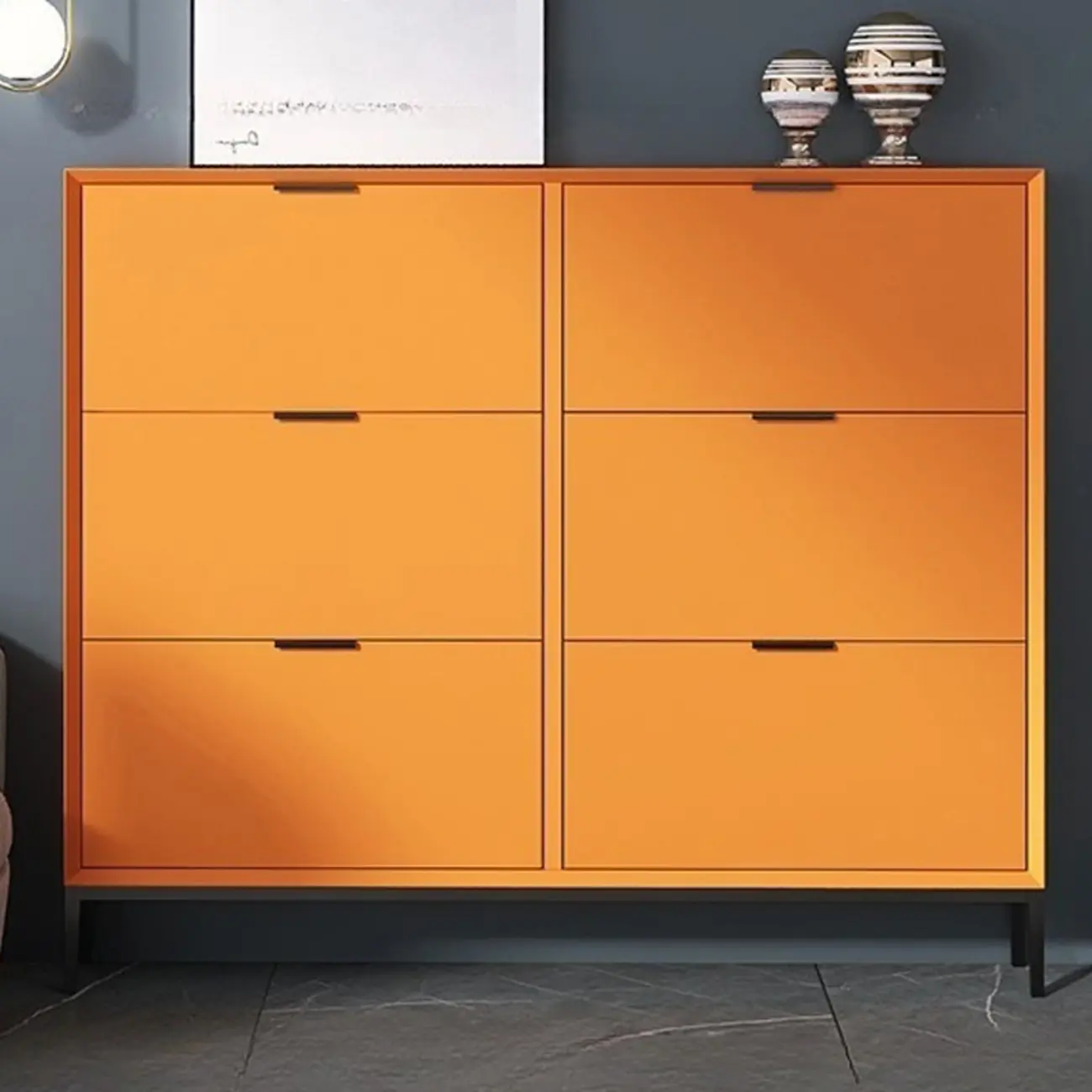 Wood Drop-Front Shoe Storage Cabinet for Small Space Image - 13 | homeyfad