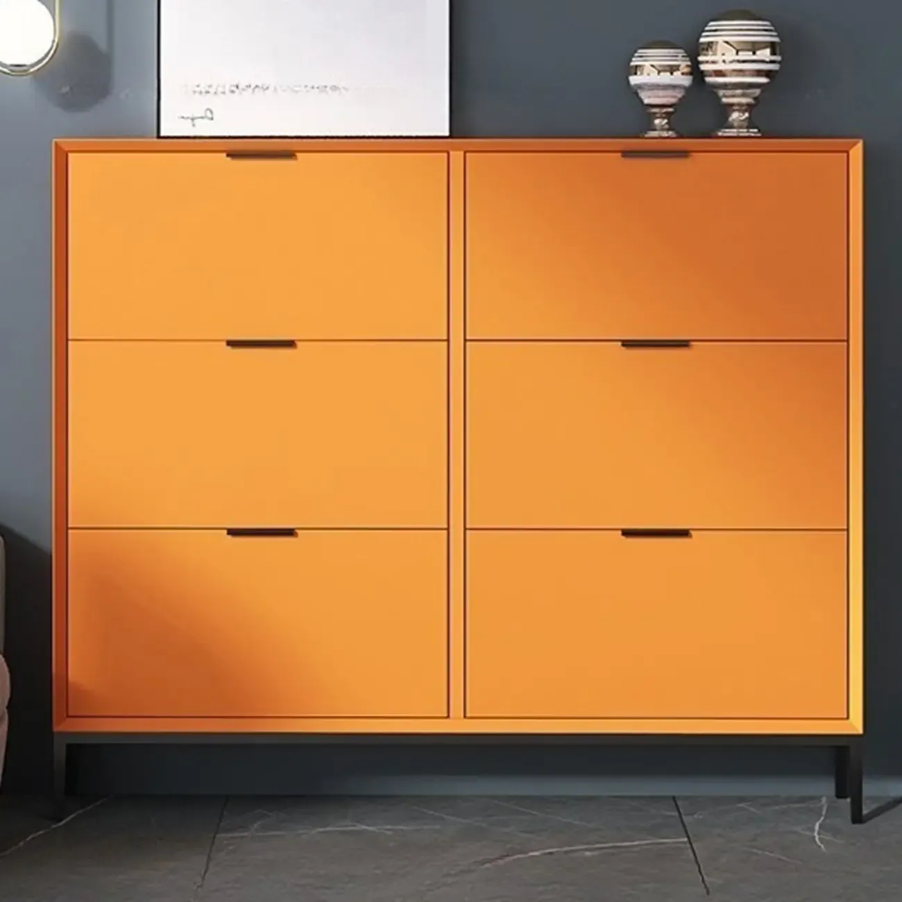 Wood Drop-Front Shoe Storage Cabinet for Small Space Image - 13