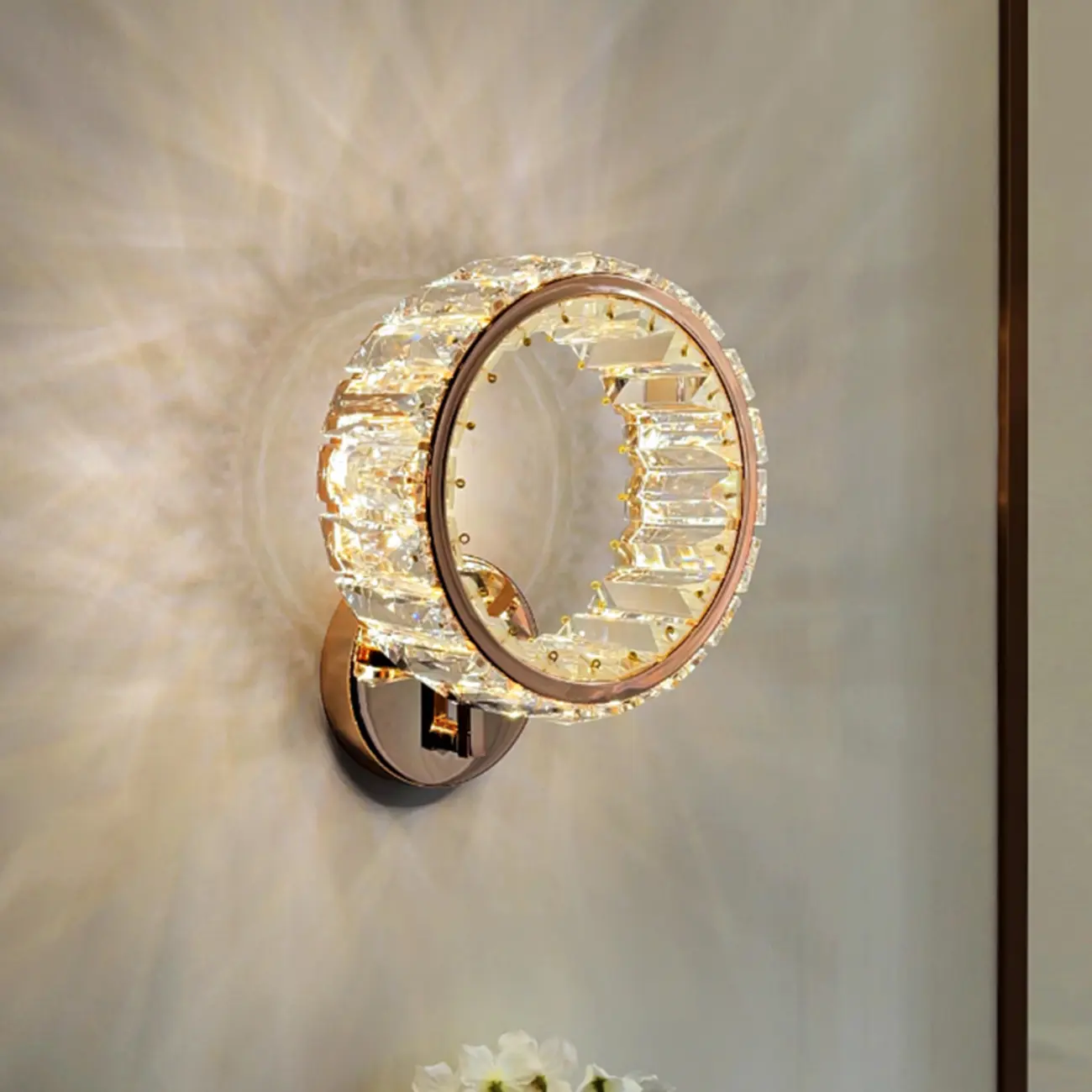 Modern Gold Crystal Wall Light with Transparent Shade Image - 2 | homeyfad