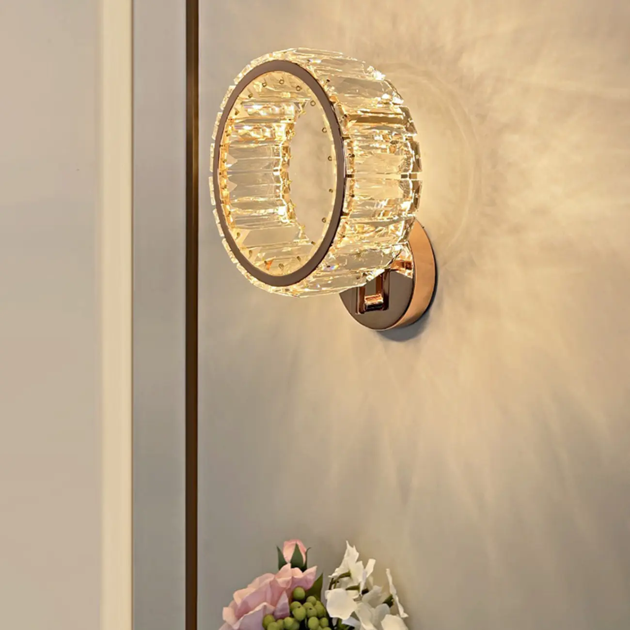 Modern Gold Crystal Wall Light with Transparent Shade Image - 5 | homeyfad
