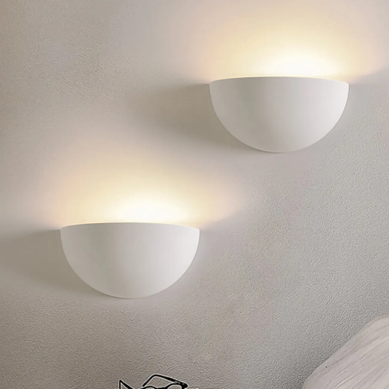 Modern Minimalist 	Gypsum Wall Sconce with Half-Moon Shape  Image - 1 | homeyfad