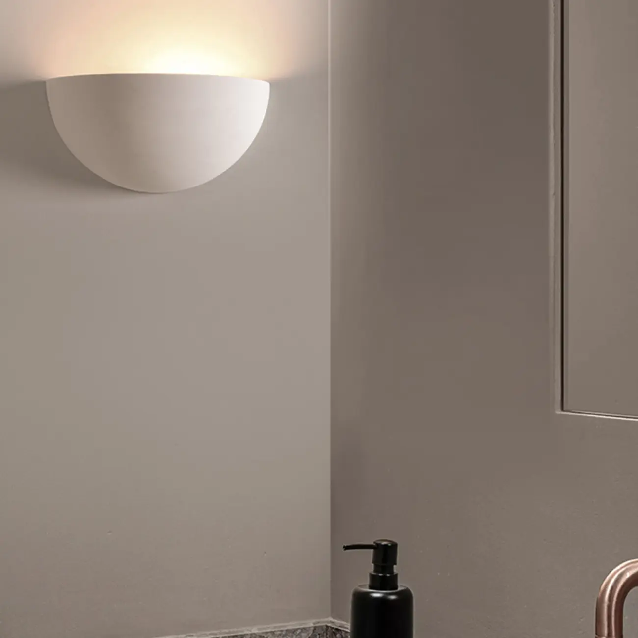 Modern Minimalist 	Gypsum Wall Sconce with Half-Moon Shape  Image - 3 | homeyfad