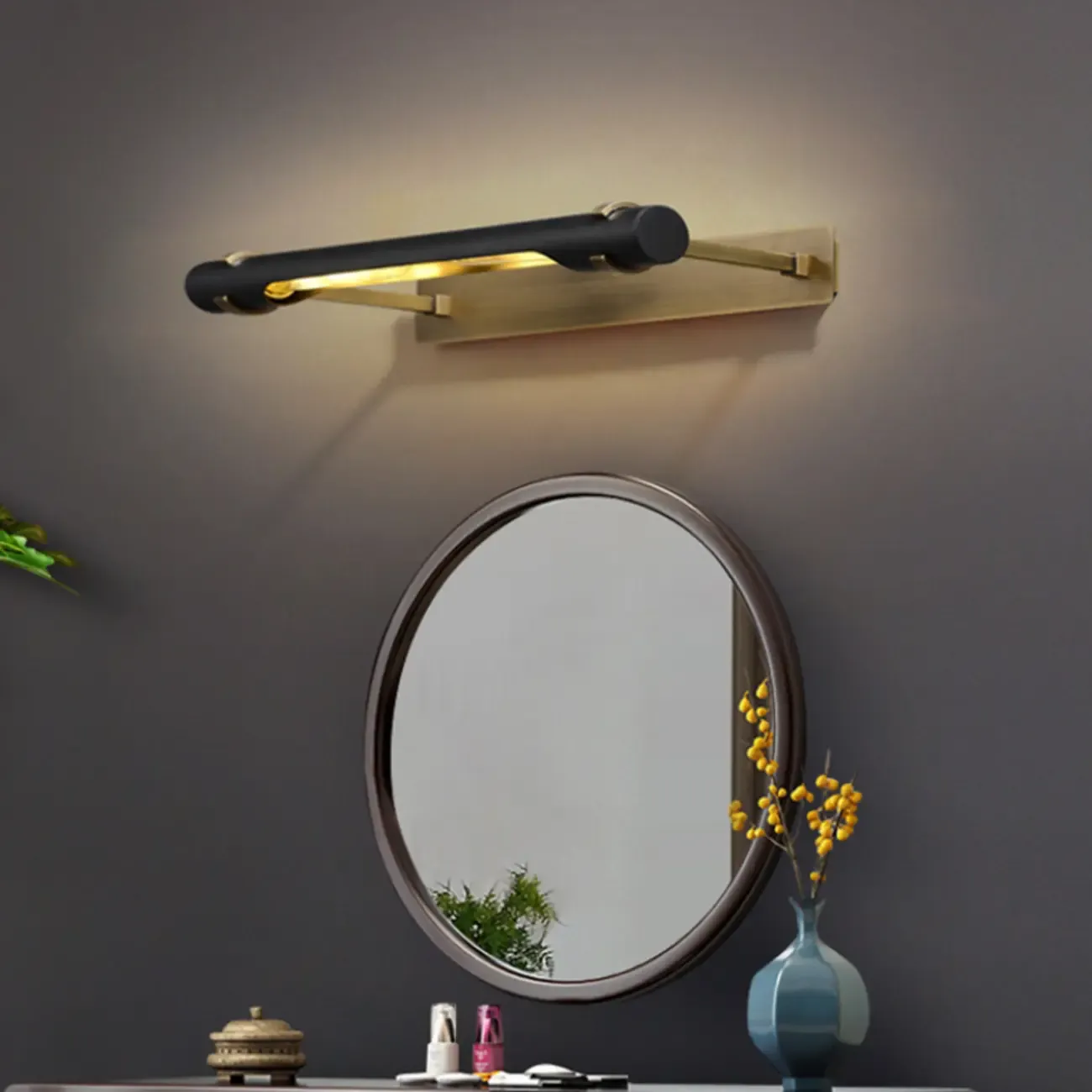 Modern Tube Vanity Light with Gold Finish for Bathroom Image - 3