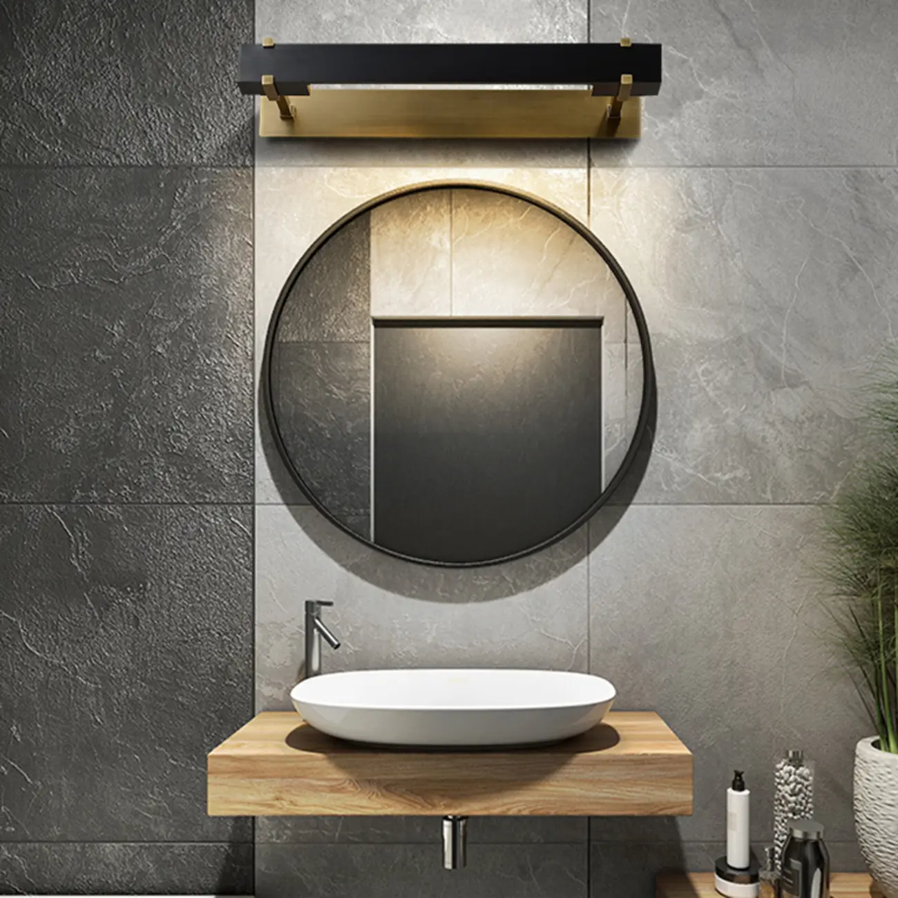 Modern Tube Vanity Light with Gold Finish for Bathroom Image - 2 | homeyfad
