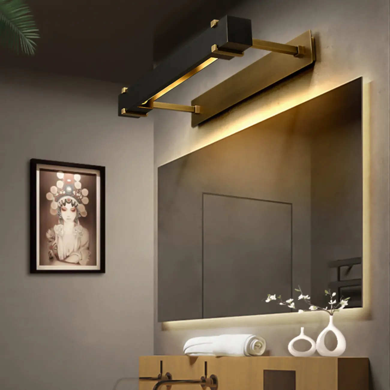 Modern Tube Vanity Light with Gold Finish for Bathroom Image - 1 | homeyfad