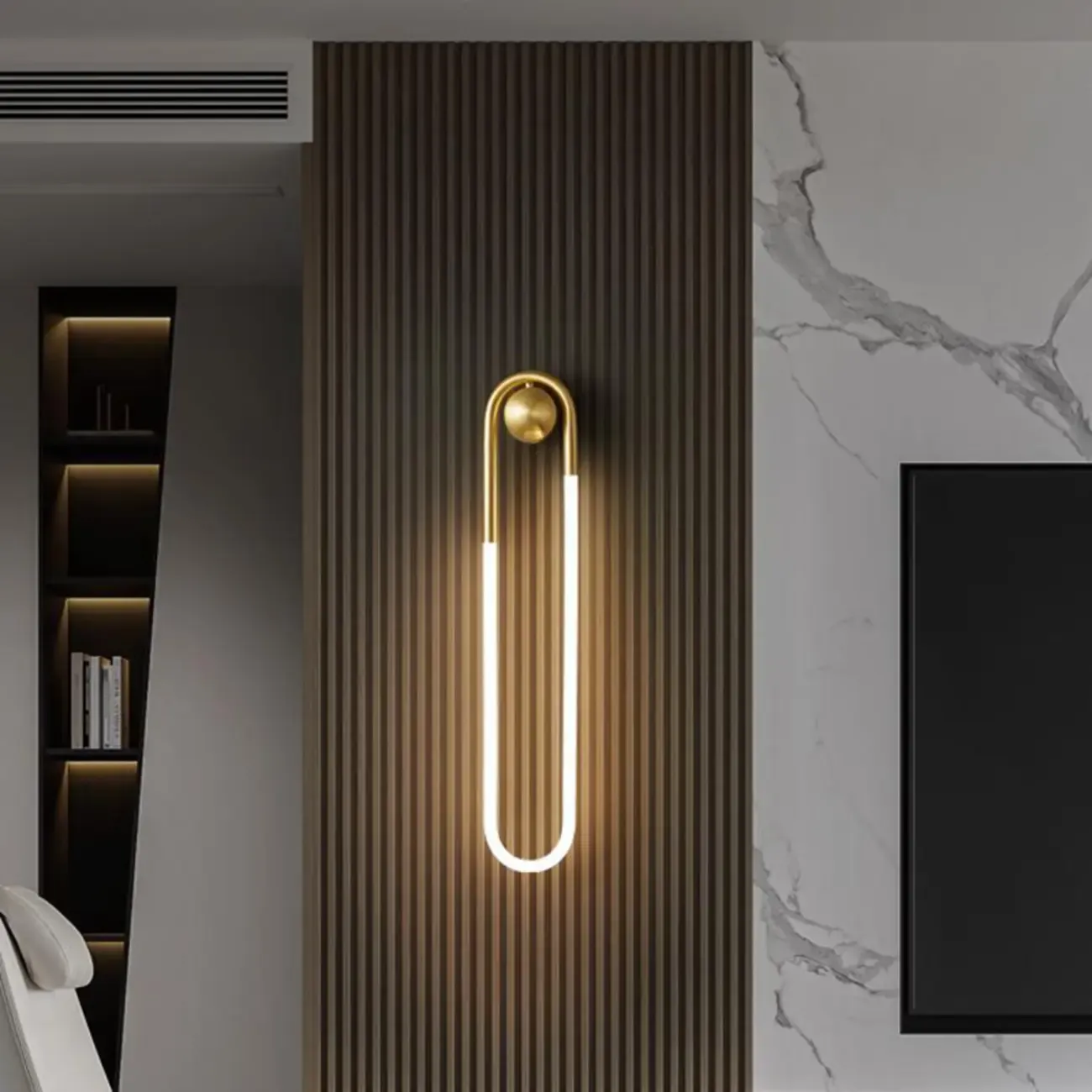 Modern Gold LED Oval Vanity Wall Light Image - 3