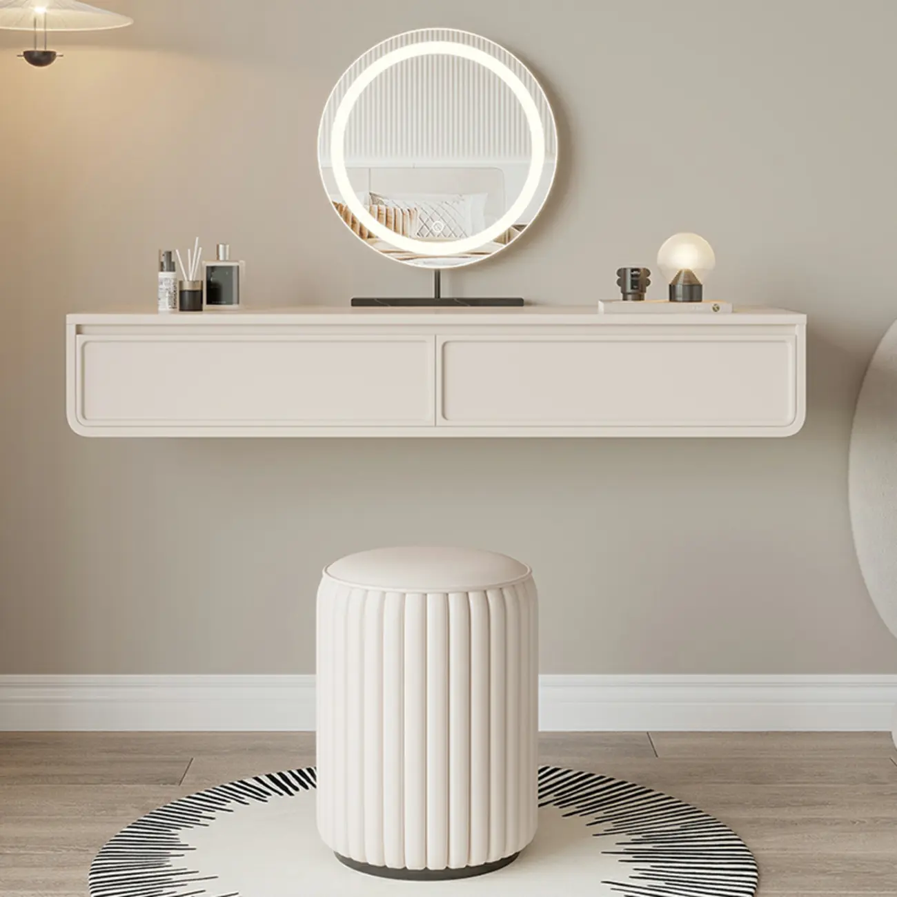 Push-Pull Wood Floating Makeup Vanity with Drawers Image - 1 | homeyfad