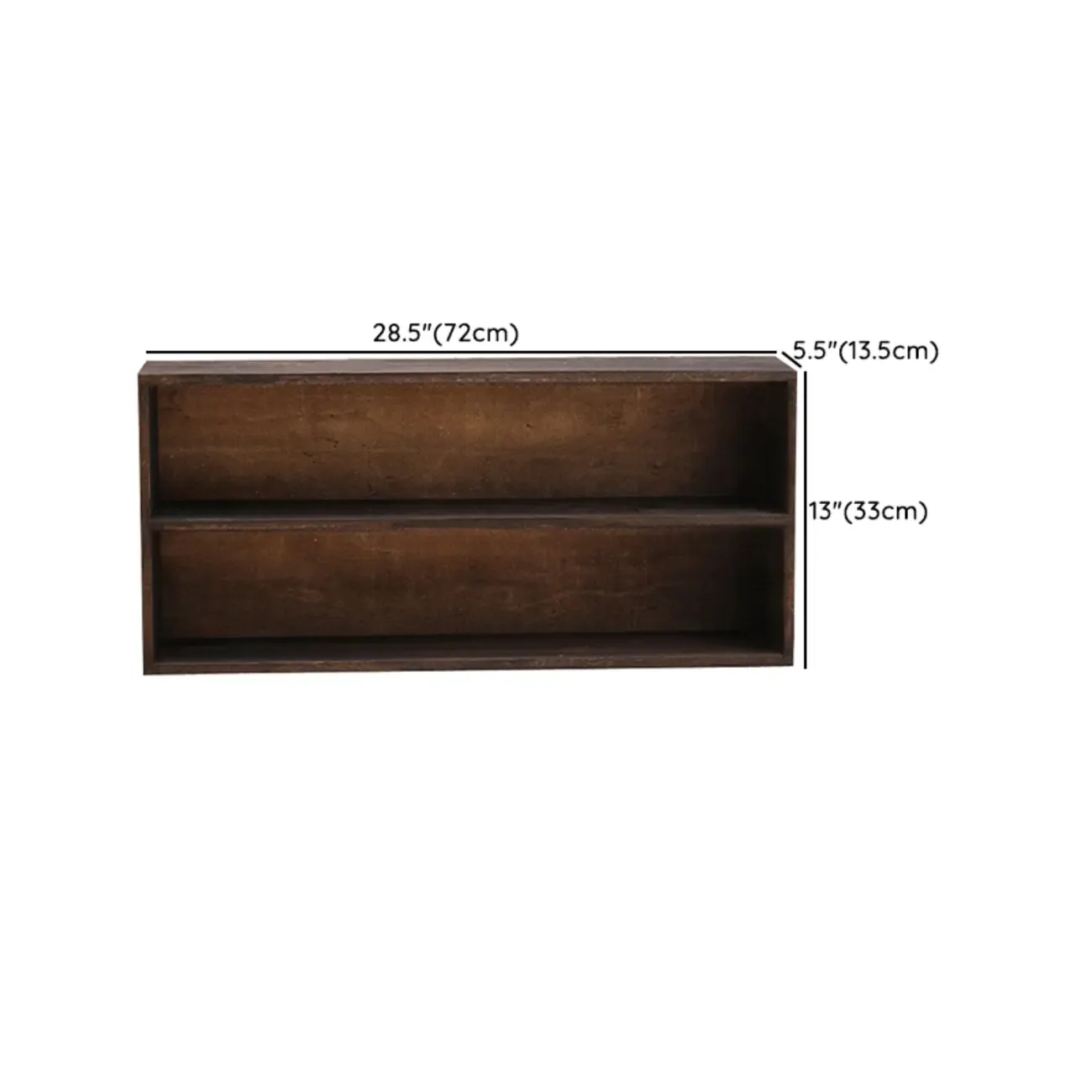 Traditional Long Brown Wood Wall Mount Open Display Cabinet Image - 12