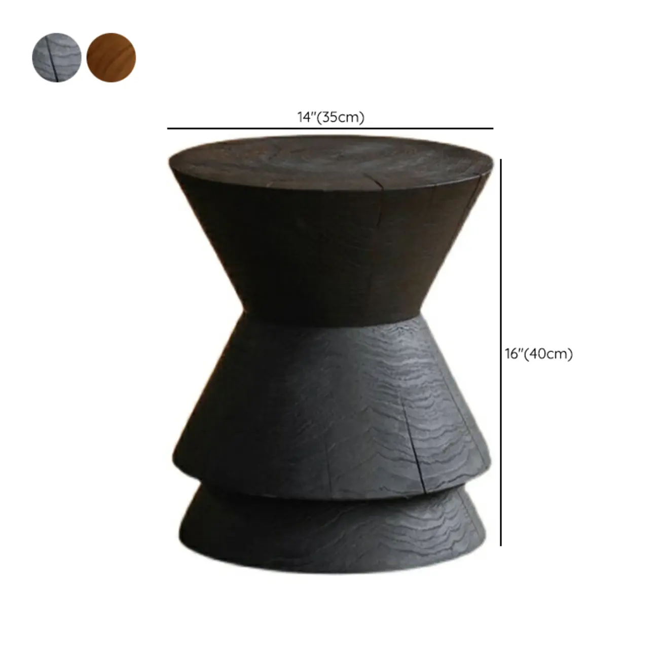 Traditional Wooden Round End Table with Drum Base for Home #size | homeyfad