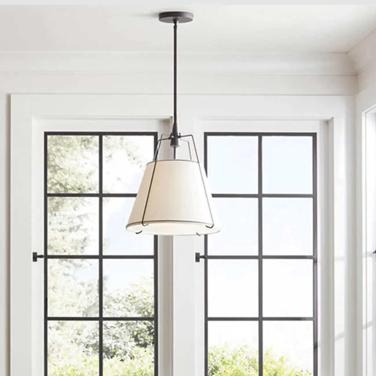 Modern Minimalist LED Pendant Light with White Shade Image - 6