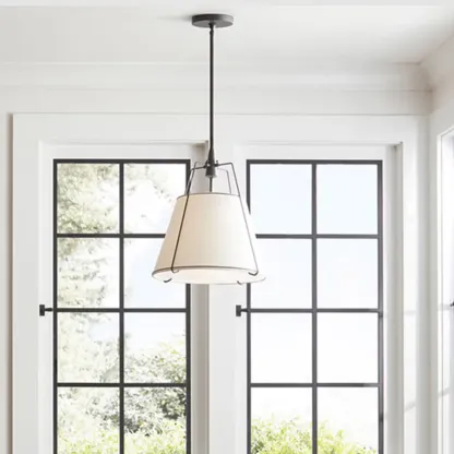 Modern Minimalist LED Pendant Light with White Shade Image - 6