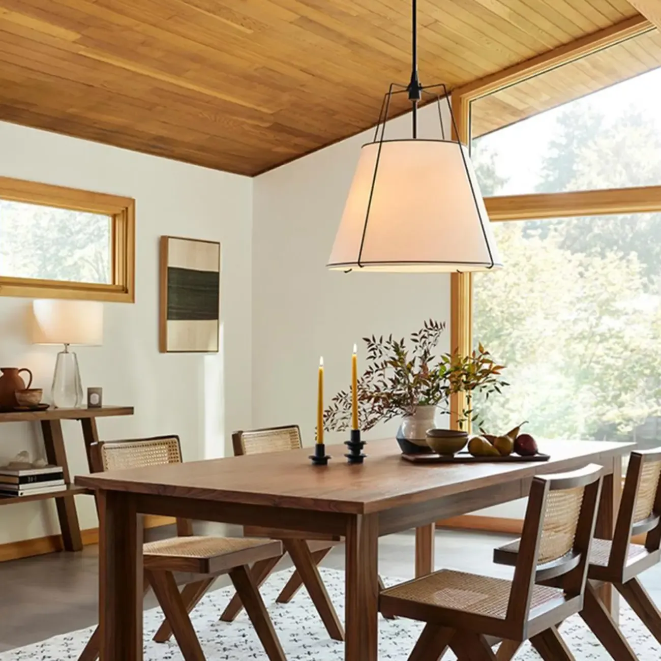 Modern Minimalist LED Pendant Light with White Shade Image - 1