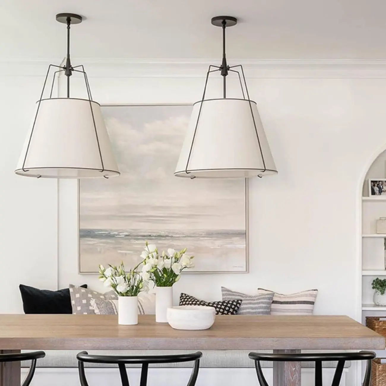 Modern Minimalist LED Pendant Light with White Shade Image - 11 | homeyfad