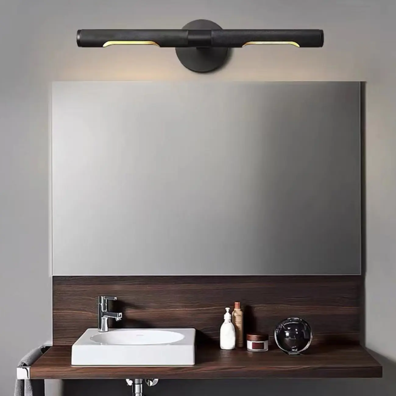 Modern Bathroom Black 2-Light Tube Vanity Light | homeyfad