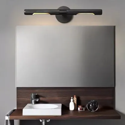 Modern Bathroom Black 2-Light Tube Vanity Light