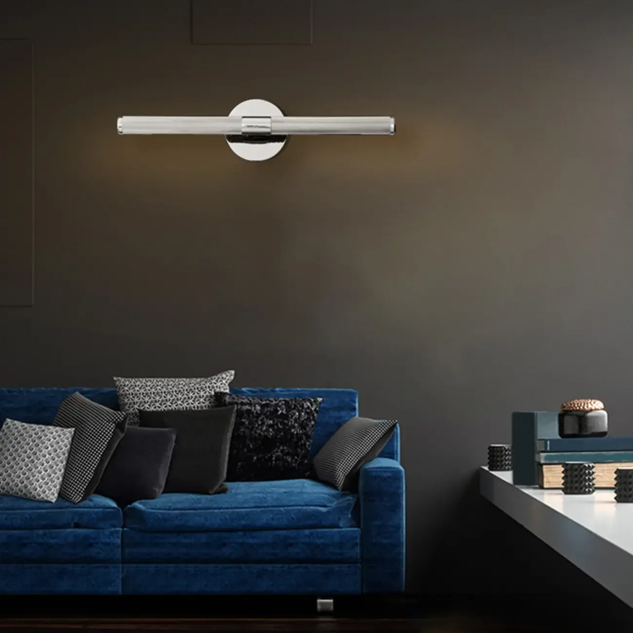 Modern Bathroom Black 2-Light Tube Vanity Light