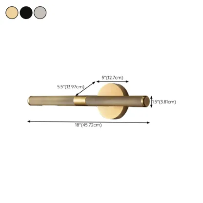 Modern Bathroom Black 2-Light Tube Vanity Light