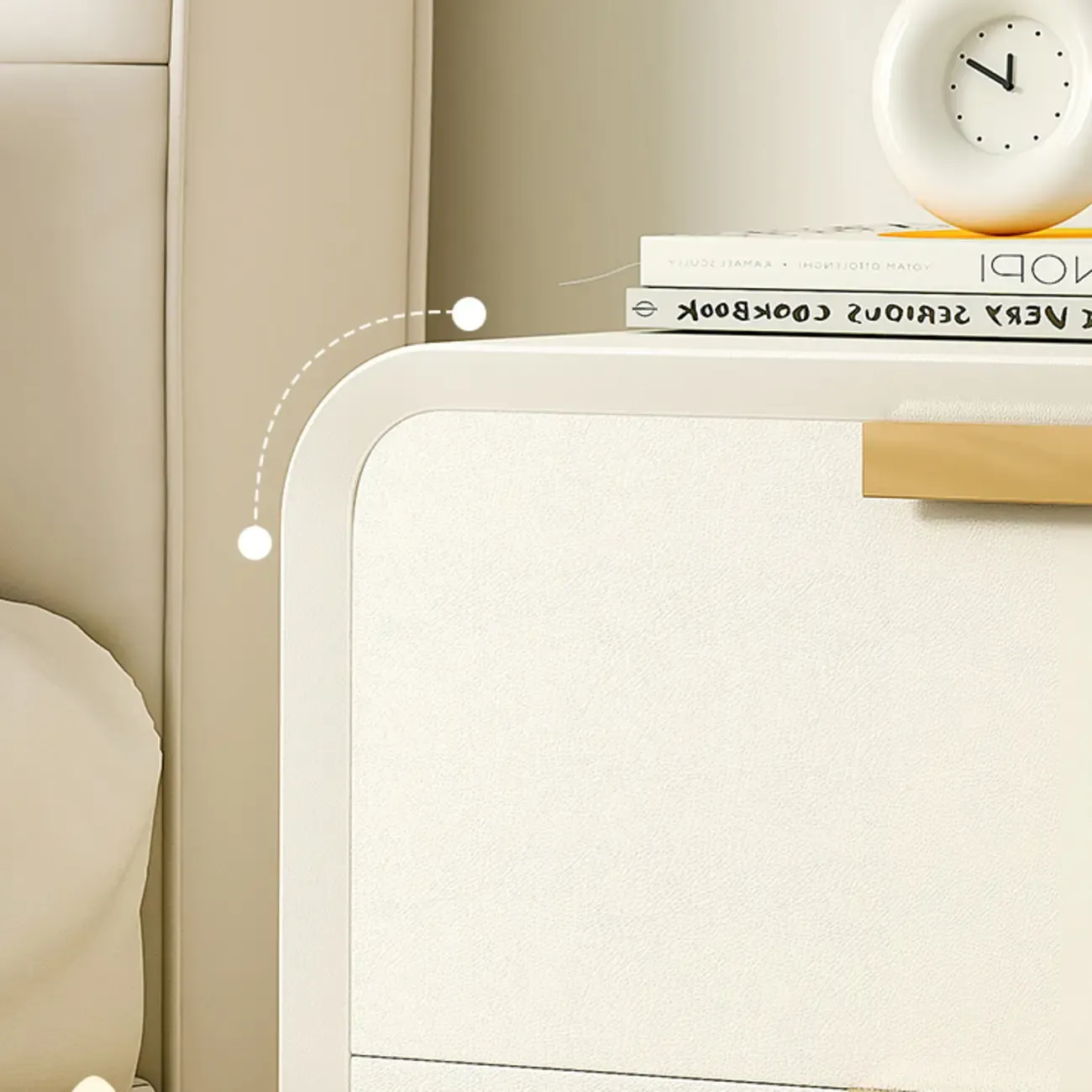 Art Deco Leather Wood 2-Drawer Nightstand Image - 11