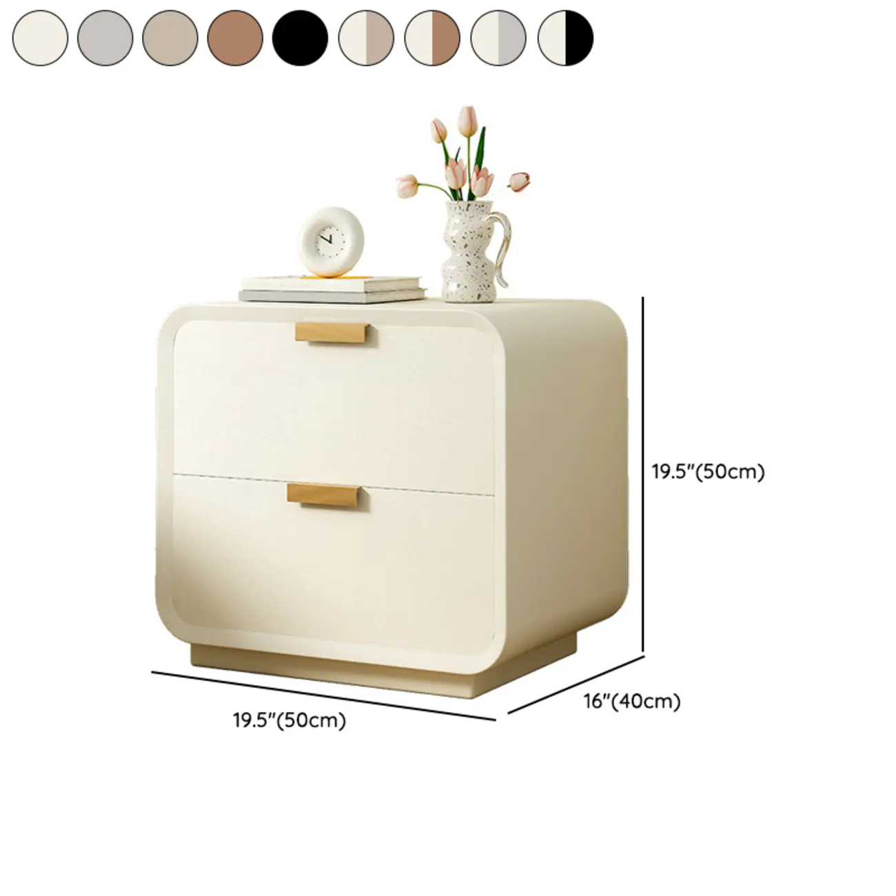 Art Deco Leather Wood 2-Drawer Nightstand Image - 14 | homeyfad