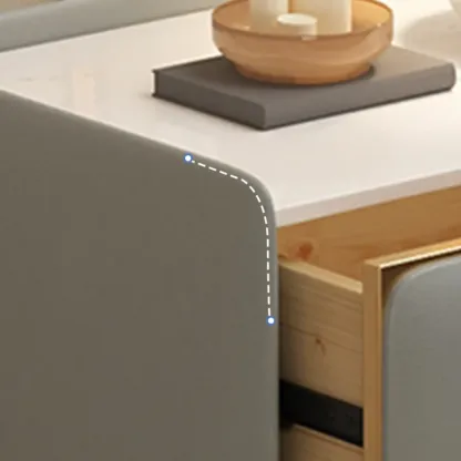 Elegant Stone Top Gold Accents Nightstand with 2 Drawers Image - 9