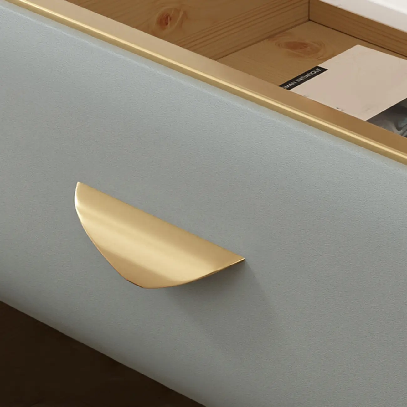 Elegant Stone Top Gold Accents Nightstand with 2 Drawers Image - 10 | homeyfad