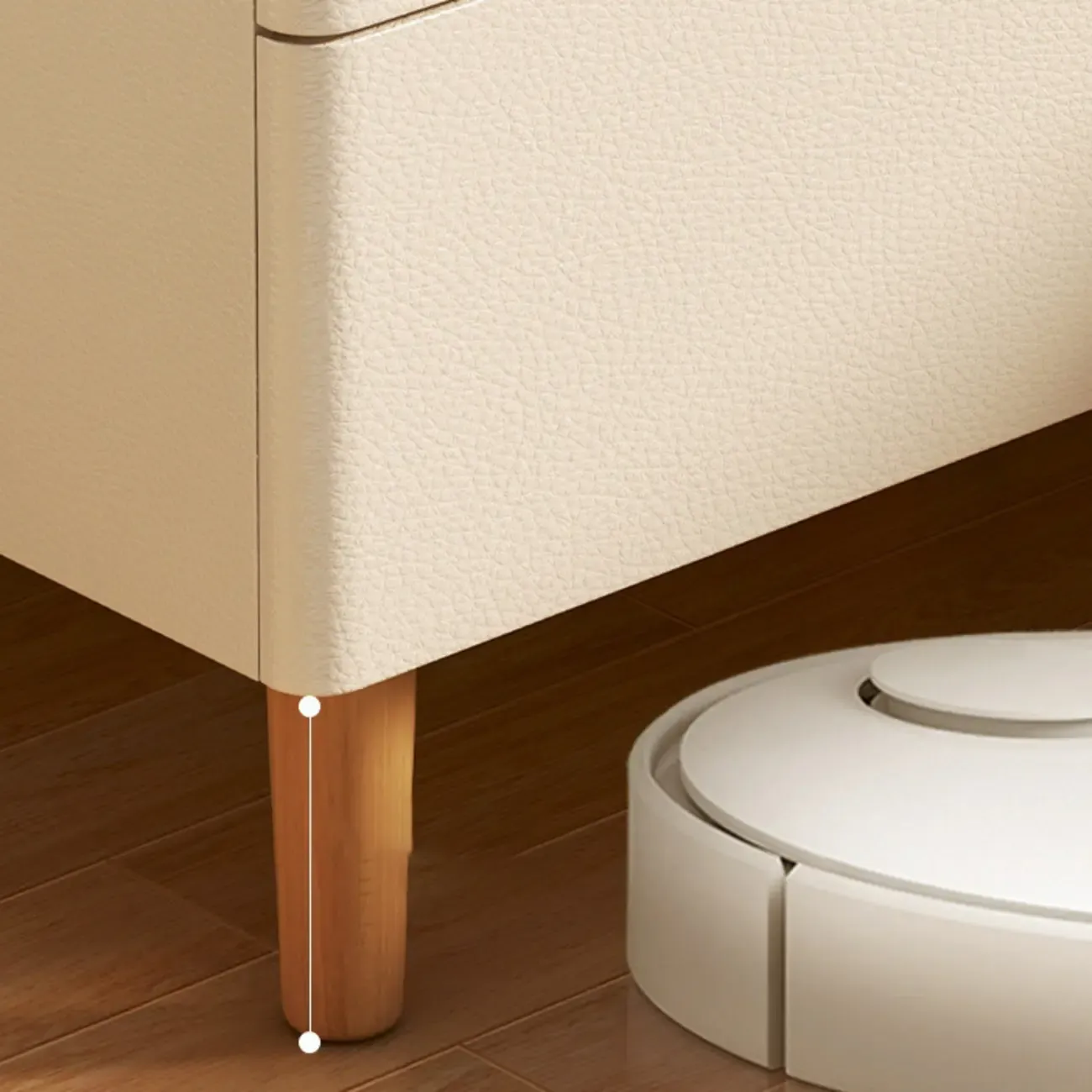  Modern White Sintered Stone Top Leather Drawers Nightstand Image - 11