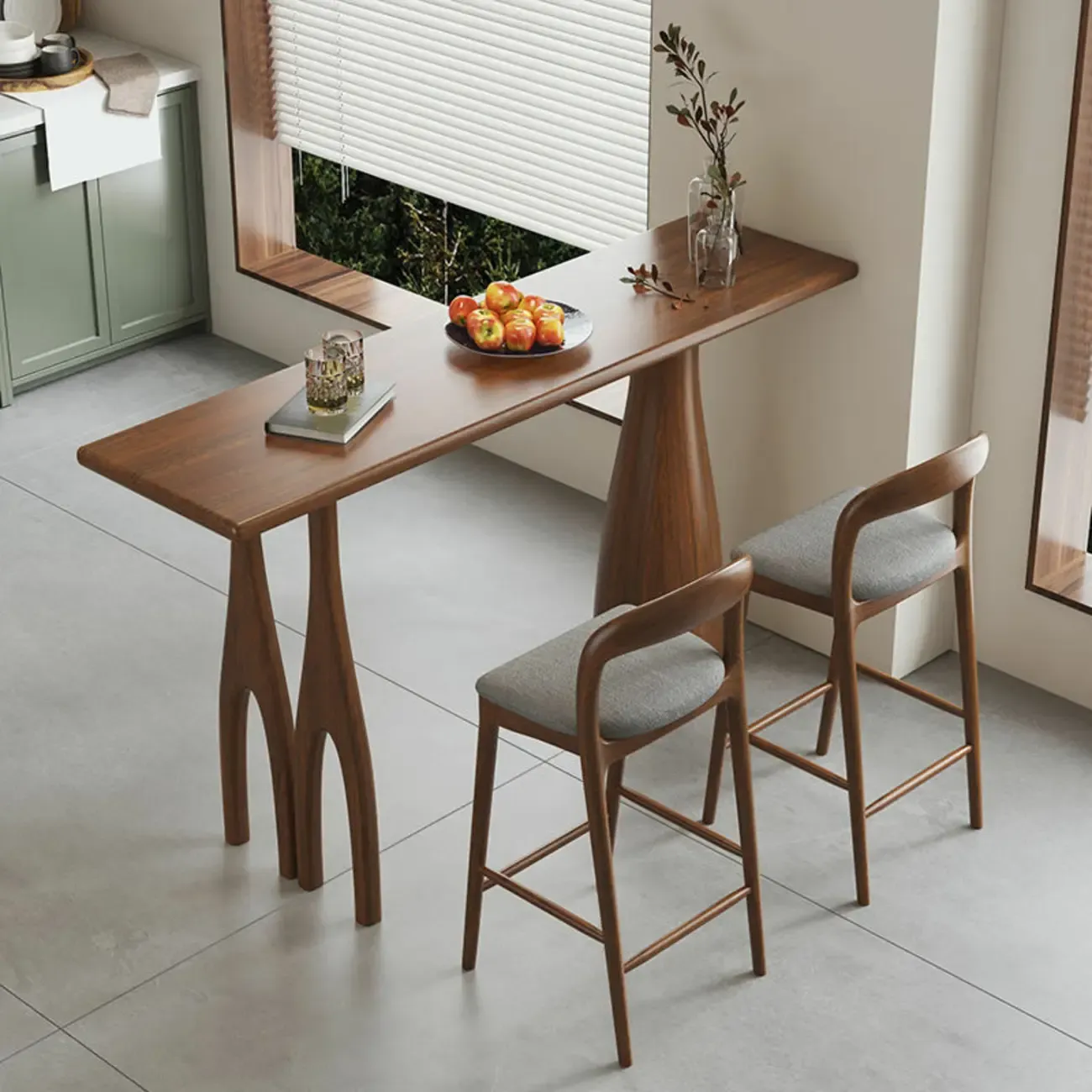 Brown Rectangle Natural Wooden Bar Table for Dining Room Image - 3