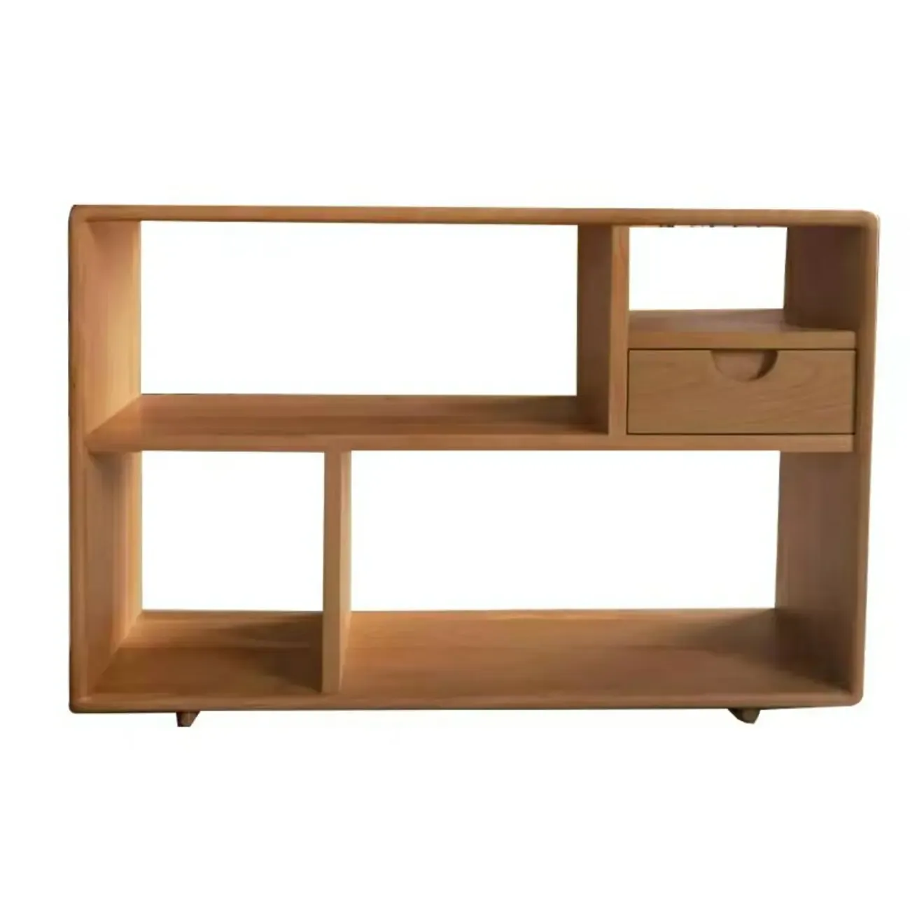 Walnut Wooden Open Shelving End Table for Living Room Image - 11