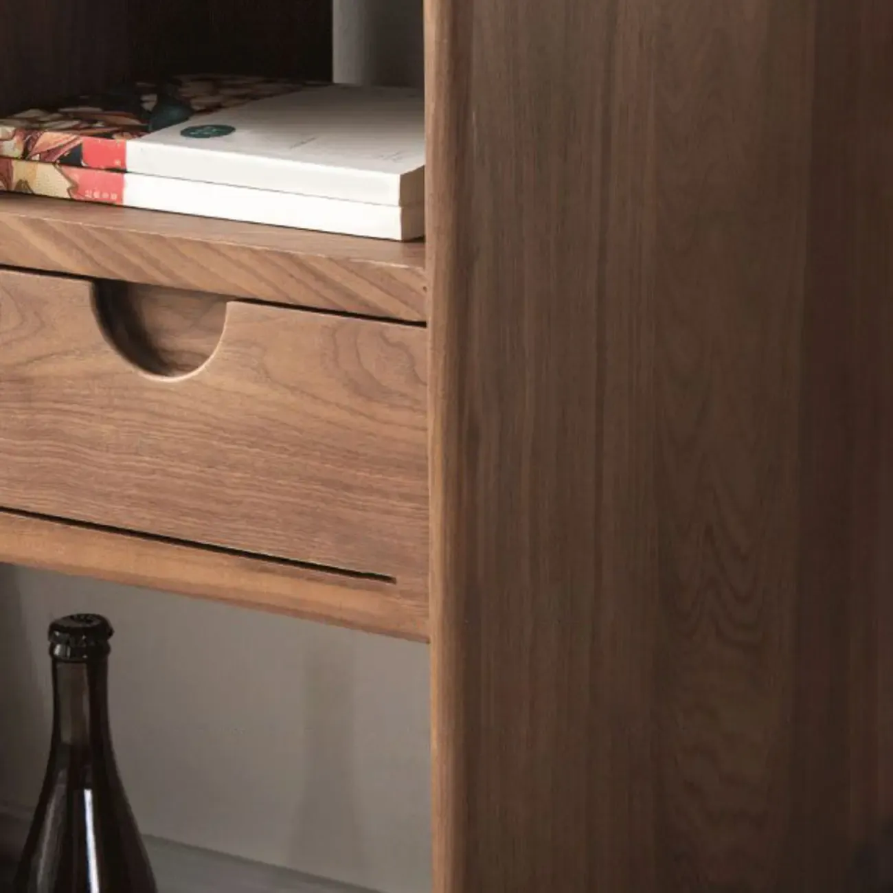 Walnut Wooden Open Shelving End Table for Living Room Image - 8