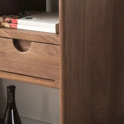 Walnut Wooden Open Shelving End Table for Living Room Image - 8